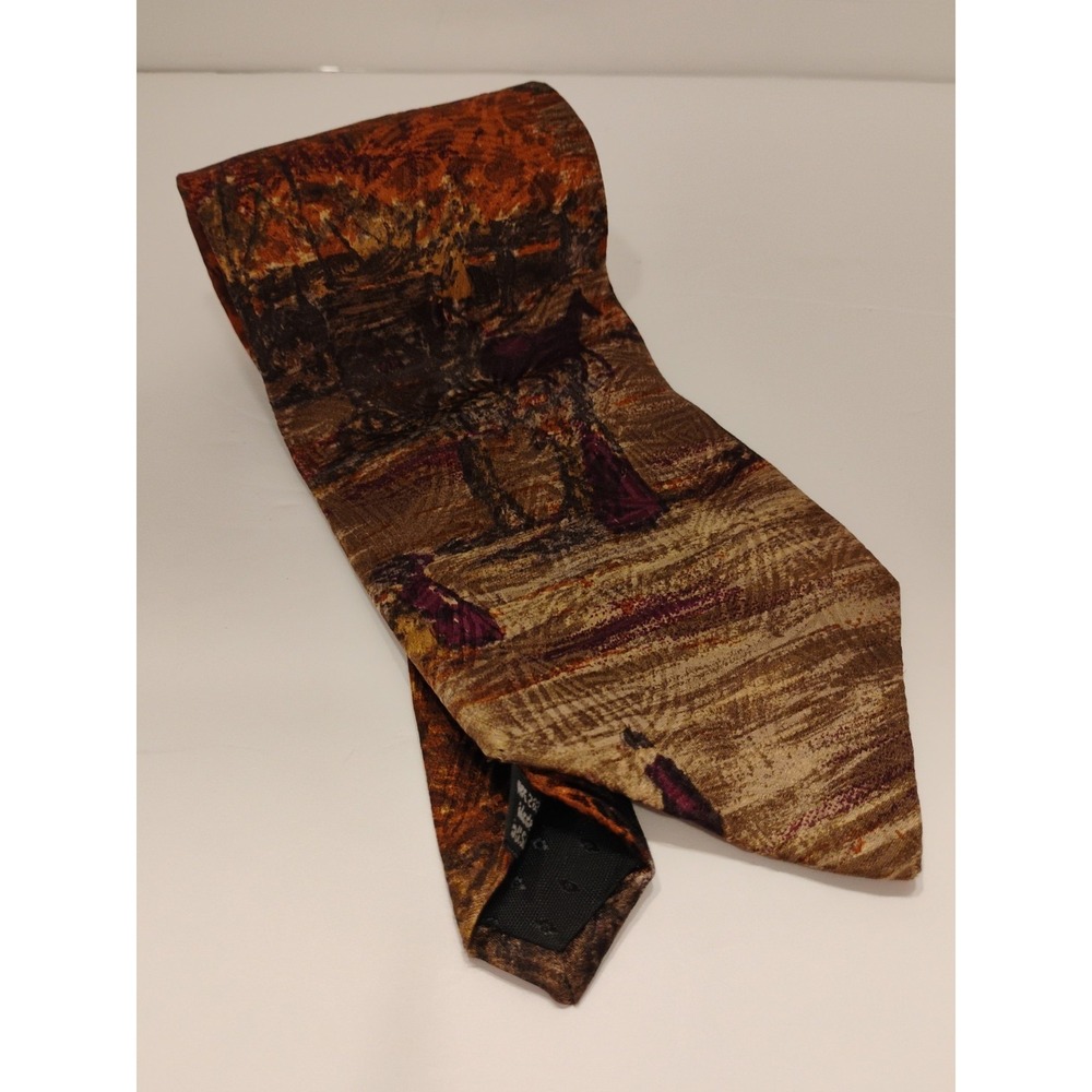 Halston III Italian Silk Mens Tie‎ With Vintage Pattern Made In USA